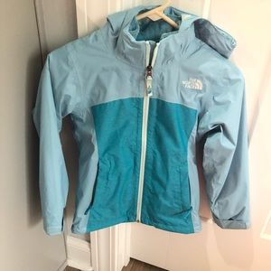 Girls North Face Raincoat with zip lining fleece